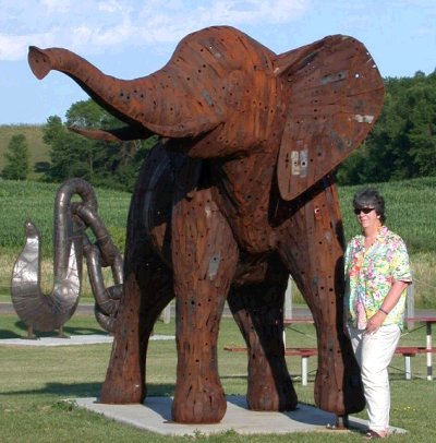 Oddities visited in Northern Minnesota - welded steel elephant and Betty