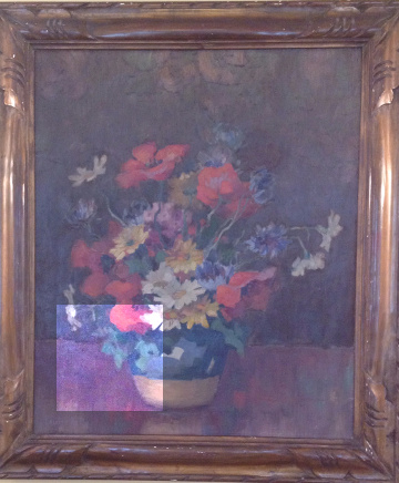 Painting of cut flowers in bowl