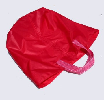 Bag sewn of red ripstop nylon