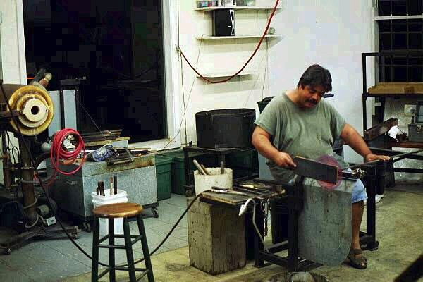Hands On Glass Work space, Manny at bench