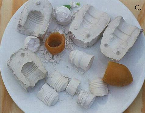 Plaster and investment mold castings, with latex molds