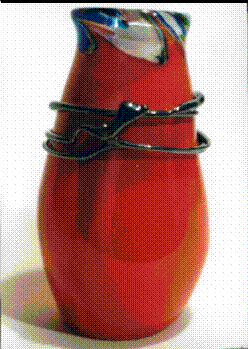 Red vase with wrap