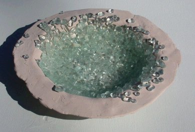 Fused bowl from tempered glass nuggets.