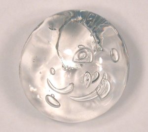 Clear glass MF paperweight with bubbles