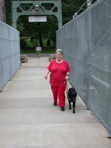 Gigi and Dolly walking from Pennsylvania on bridge