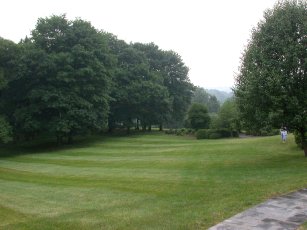 The lawn between the buildings and Washington Valley Road 