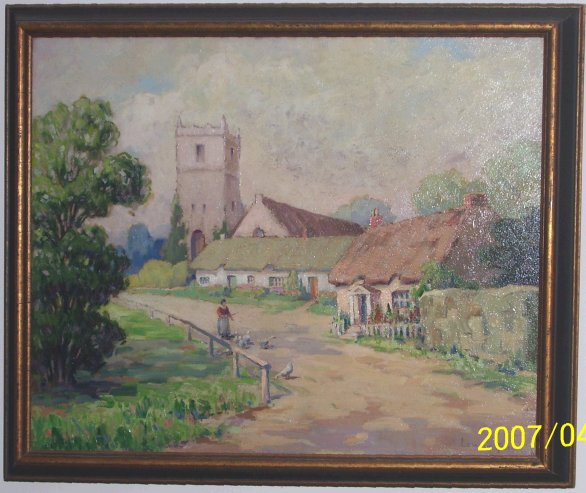 Louse Kelly painting village probably French 