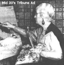 Louise Kelly working on painting in ad 1930's