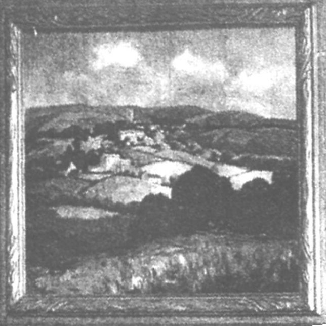 Louse Kelly painting of French landscape in her home about 1936