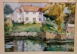 Louse Kelly painting water color house & pond