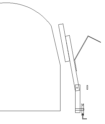 Furnace door, drawing, side view, cast in ring and rolling