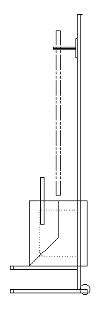 Drawing of frame for holding glass garage at convenient height, with pipe hanger.