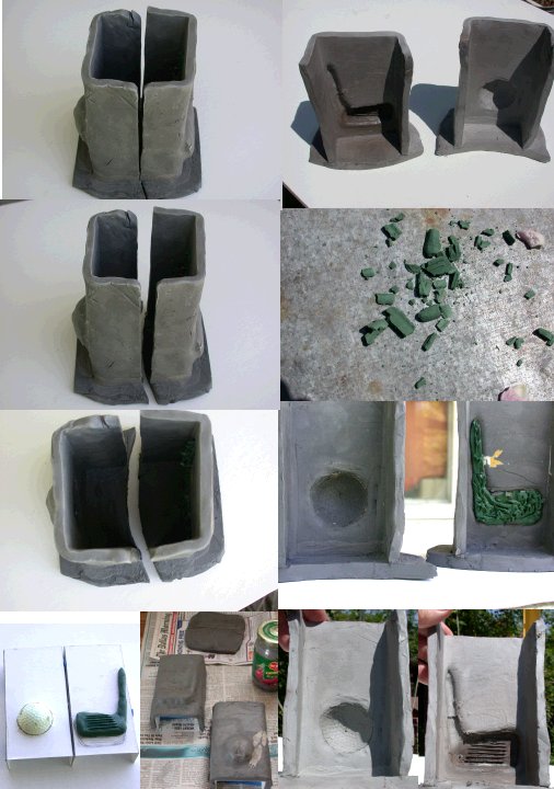 Clay mold being built with golf features, montage