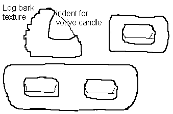 Sketch of log texture blown glass candle holder