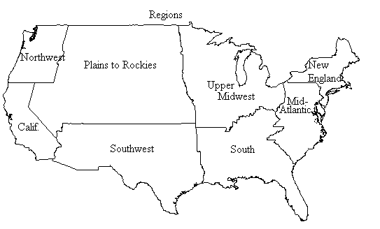 Regions of USA for reference