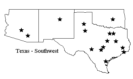Southwest states map with class sites