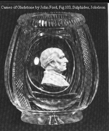 Cut glass vase with sulphide encased in wall, Jokelson fig 103.