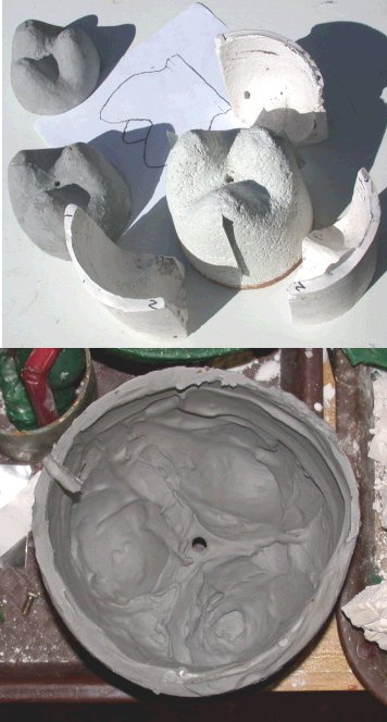Blow mold aluminum casting, preliminary work, clay slip bowl